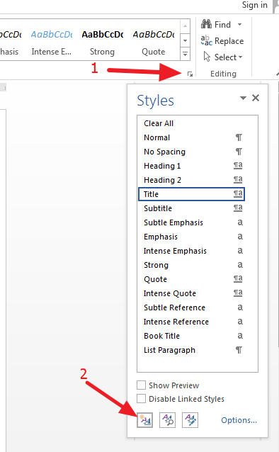 how do you change the style set in word 2013