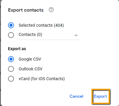 export gmail contacts