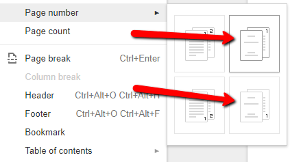 how to number pages in google docs