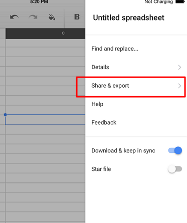 share and export google sheets file