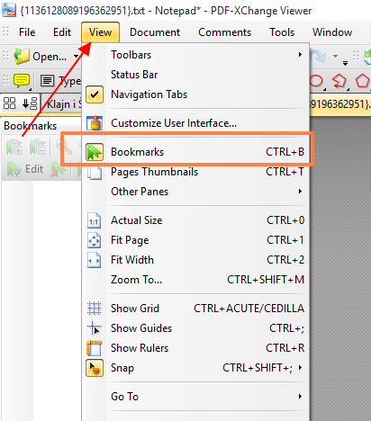 view bookmarks in PDF